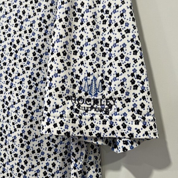 Footjoy Golf Polo Shirt Mens Floral Blue White Button XL FJ Hockley Valley Club - Picture 5 of 7